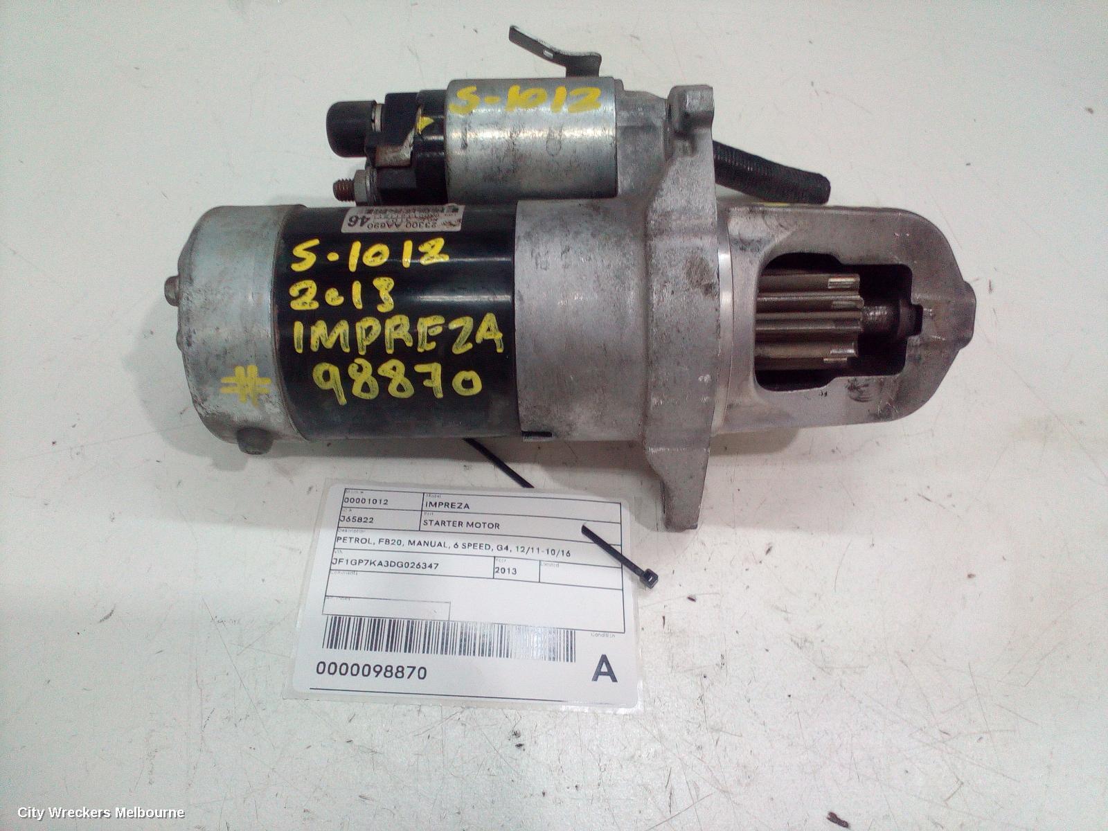 SUBARU IMPREZA 2013 Starter