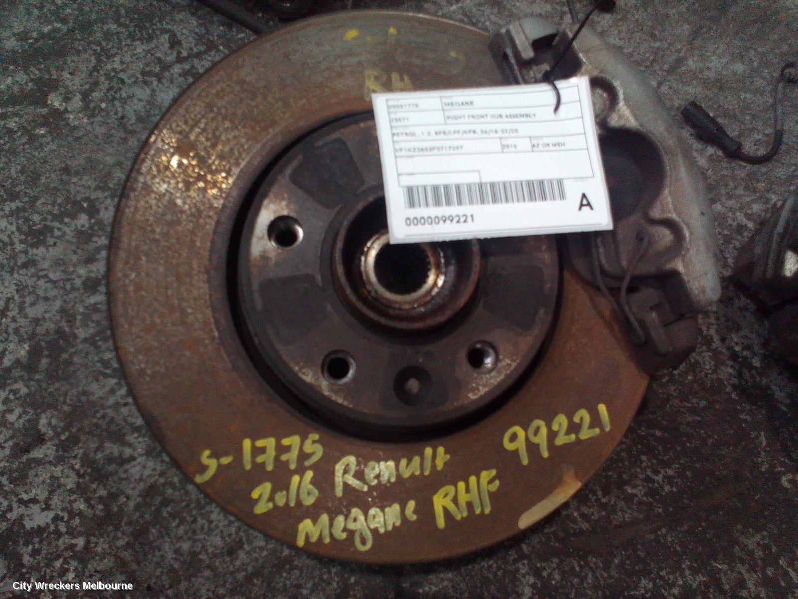 RENAULT MEGANE 2016 Right Front Hub Assembly