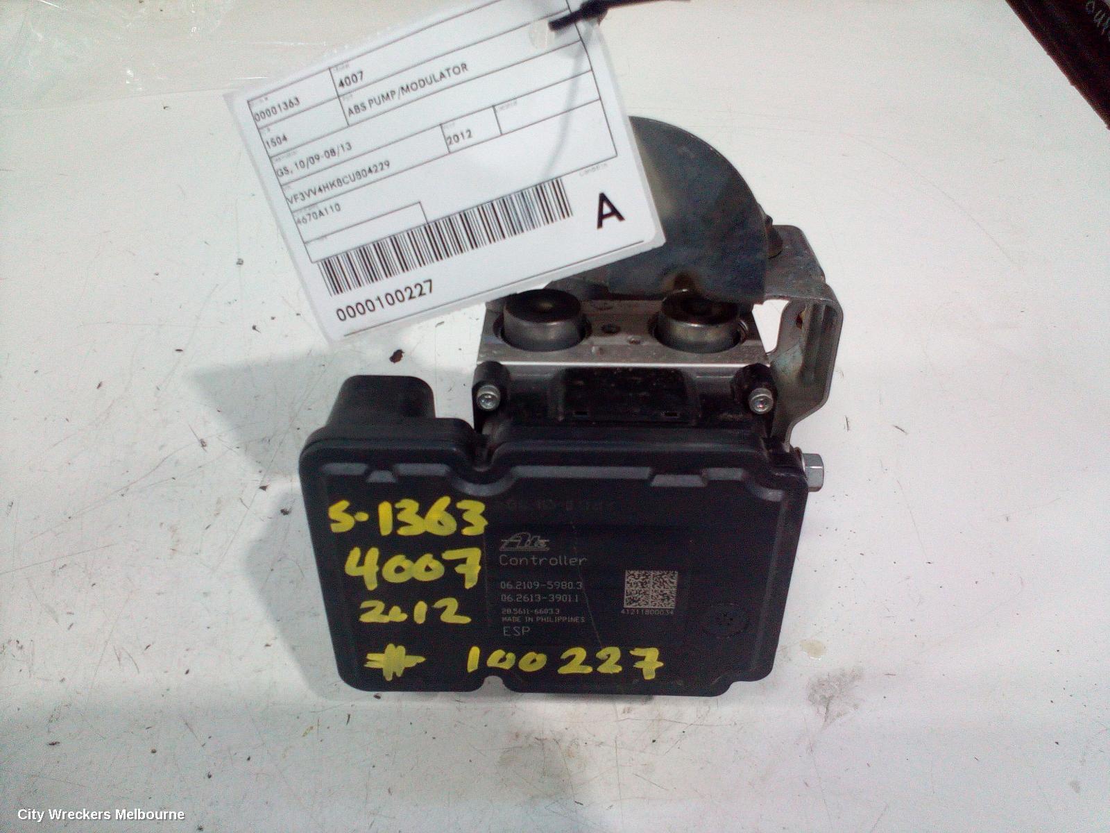 PEUGEOT 4007 2012 Abs Pump/Modulator