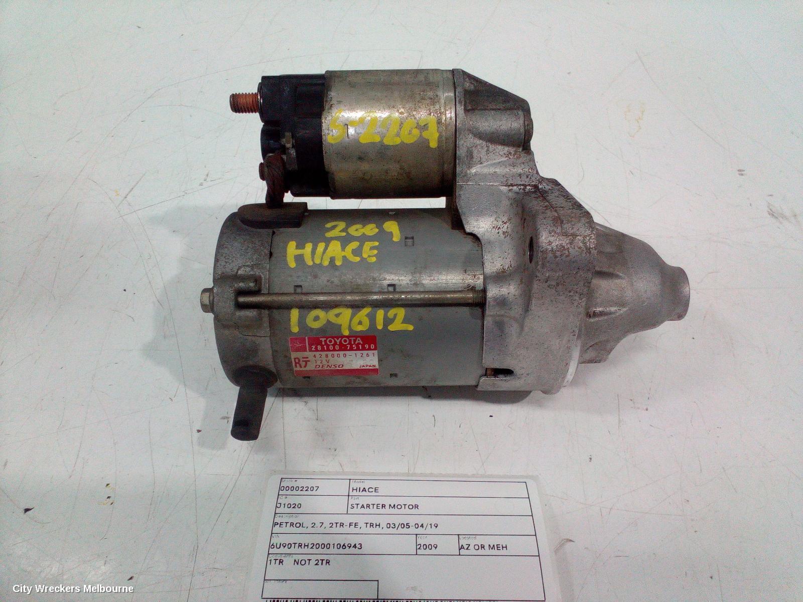 TOYOTA HIACE 2009 Starter