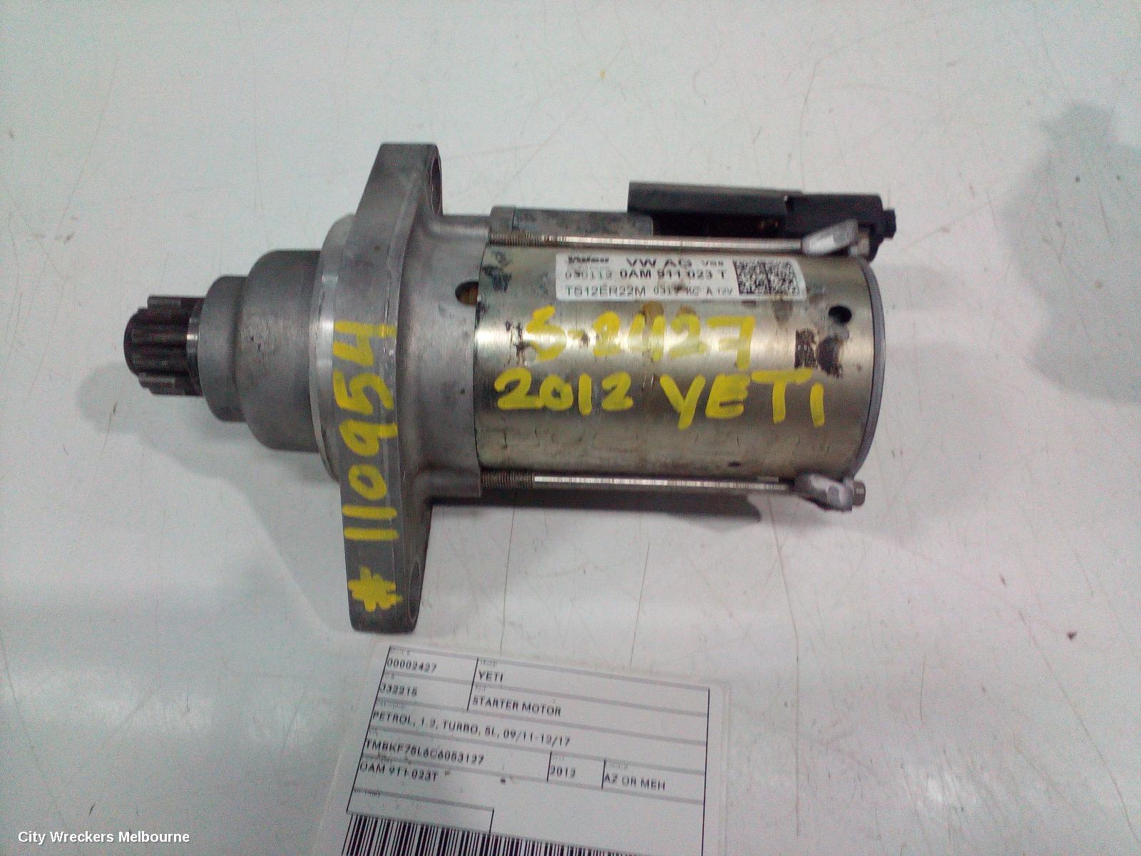 SKODA YETI 2012 Starter