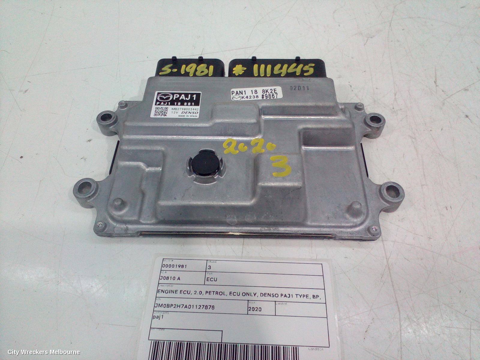 MAZDA 3 2020 Ecu