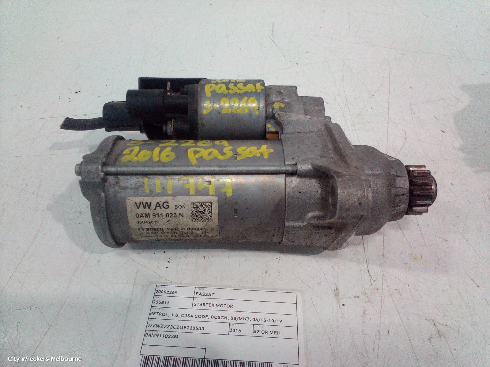 VOLKSWAGEN PASSAT 2016 Starter