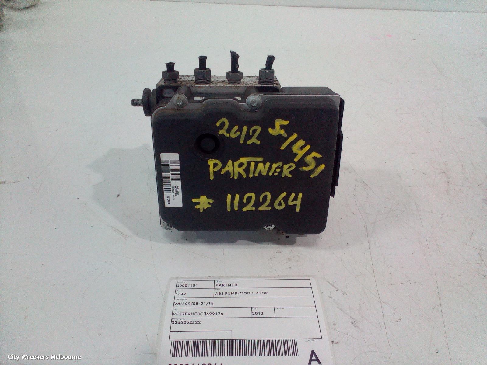 PEUGEOT PARTNER 2012 Abs Pump/Modulator