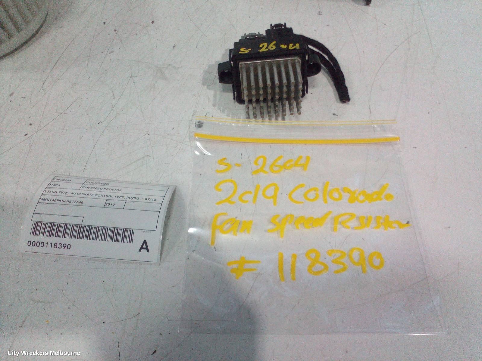 HOLDEN COLORADO 2019 Fan Speed Resistor