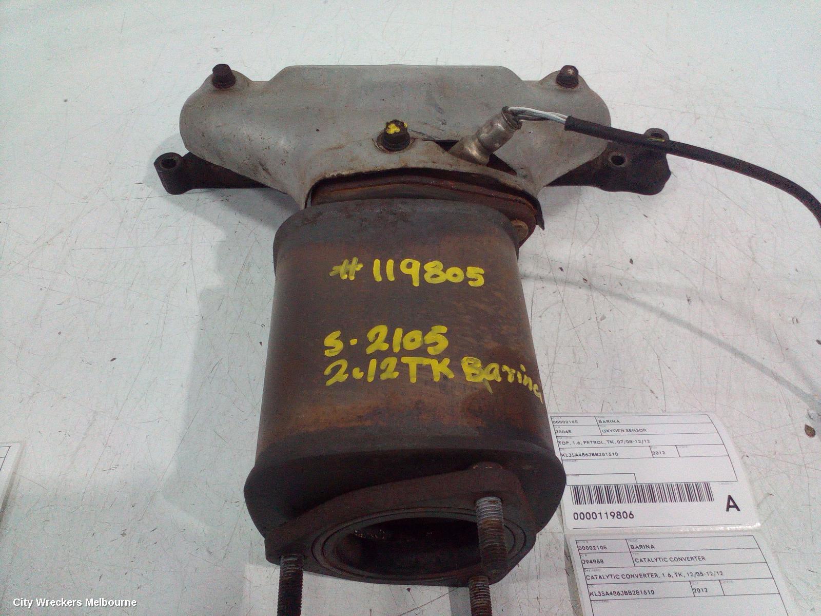 HOLDEN BARINA 2012 Catalytic Converter