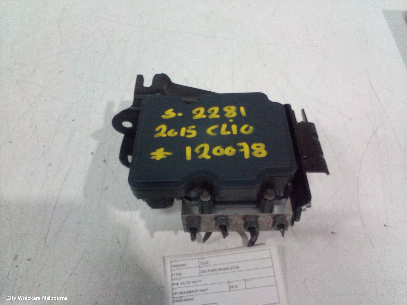 RENAULT CLIO 2015 Abs Pump/Modulator