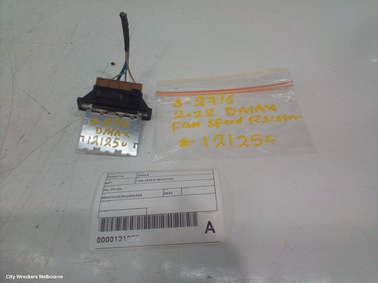 ISUZU DMAX 2022 Fan Speed Resistor