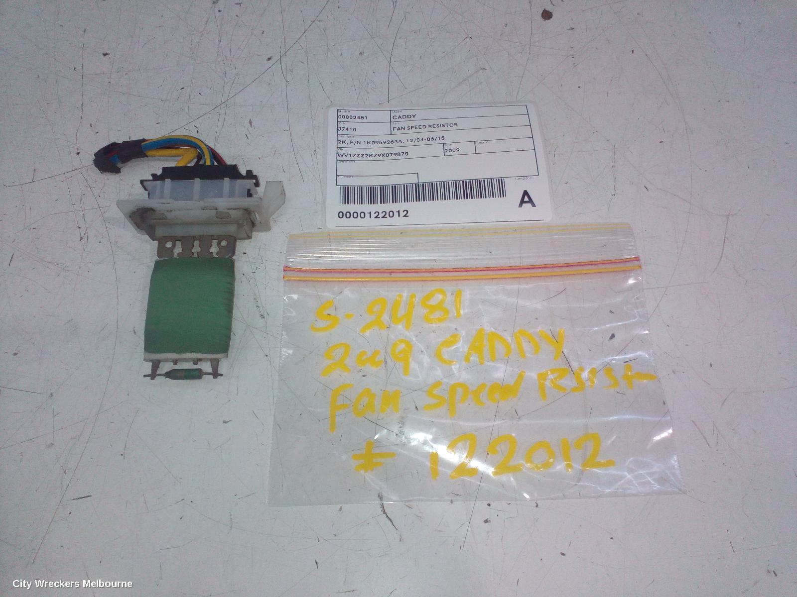 VOLKSWAGEN CADDY 2009 Fan Speed Resistor