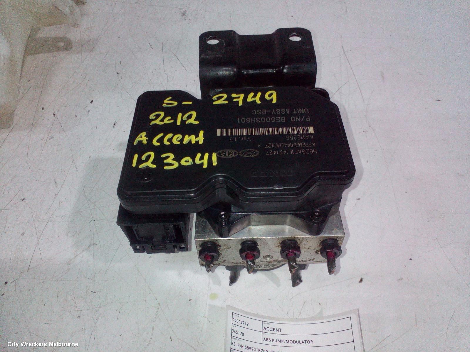 HYUNDAI ACCENT 2012 Abs Pump/Modulator