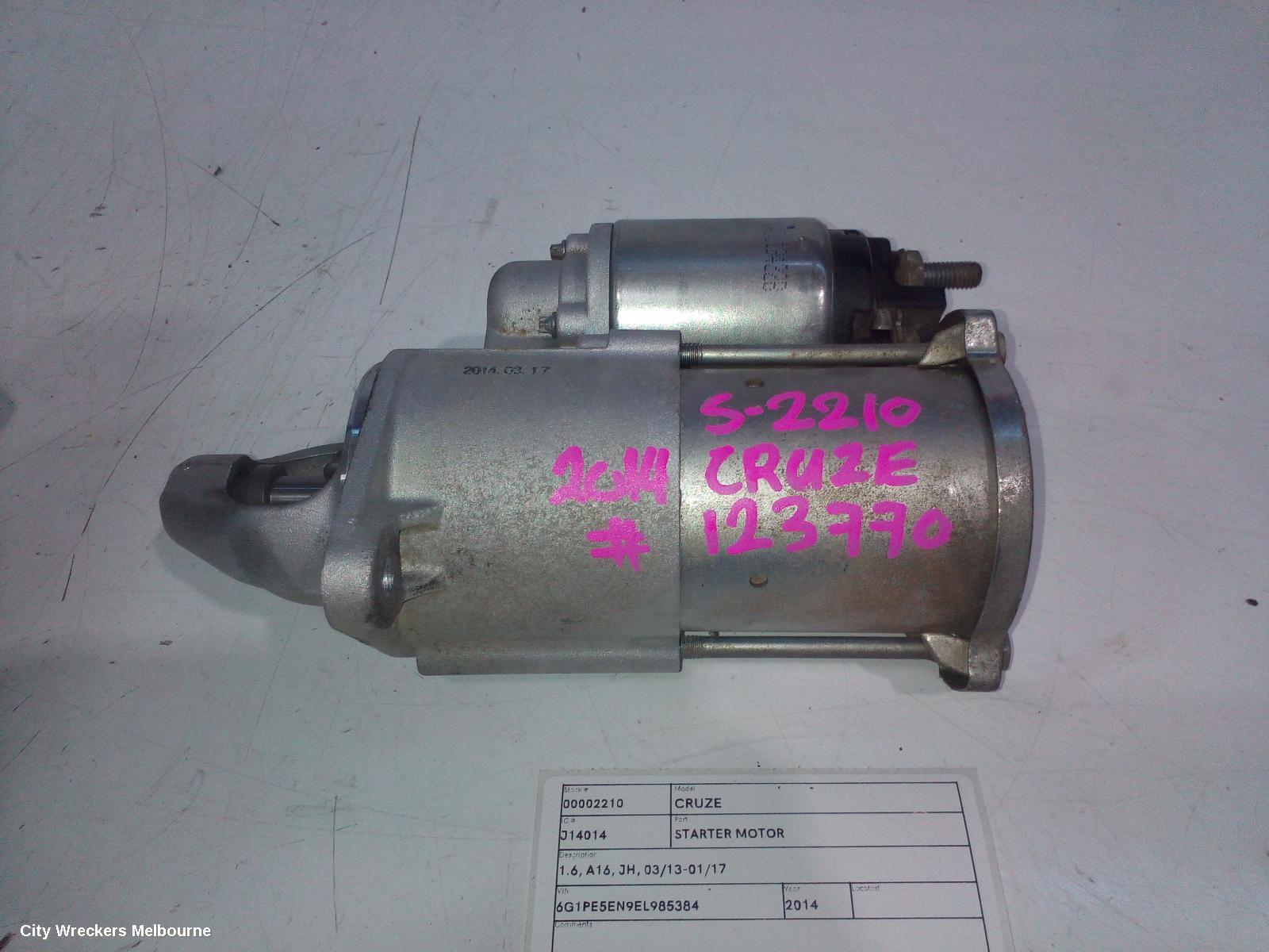 HOLDEN CRUZE 2014 Starter