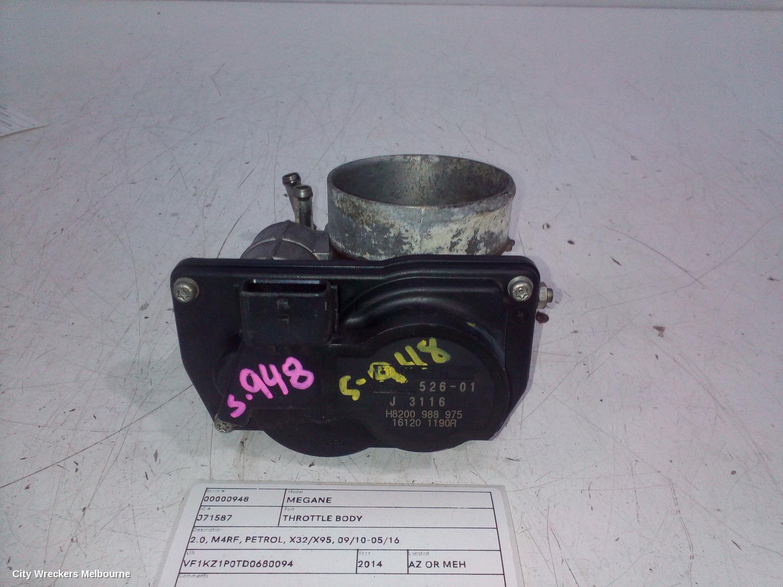 RENAULT MEGANE 2014 Throttle Body