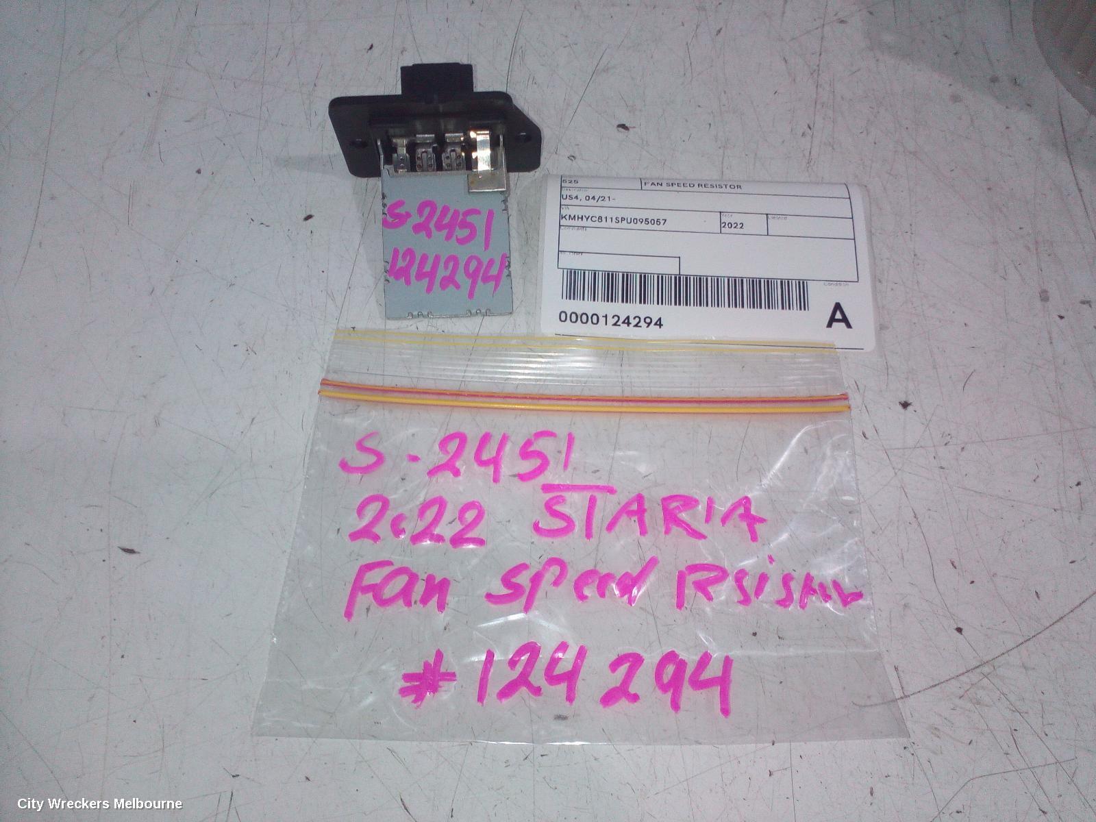 HYUNDAI STARIA 2022 Fan Speed Resistor