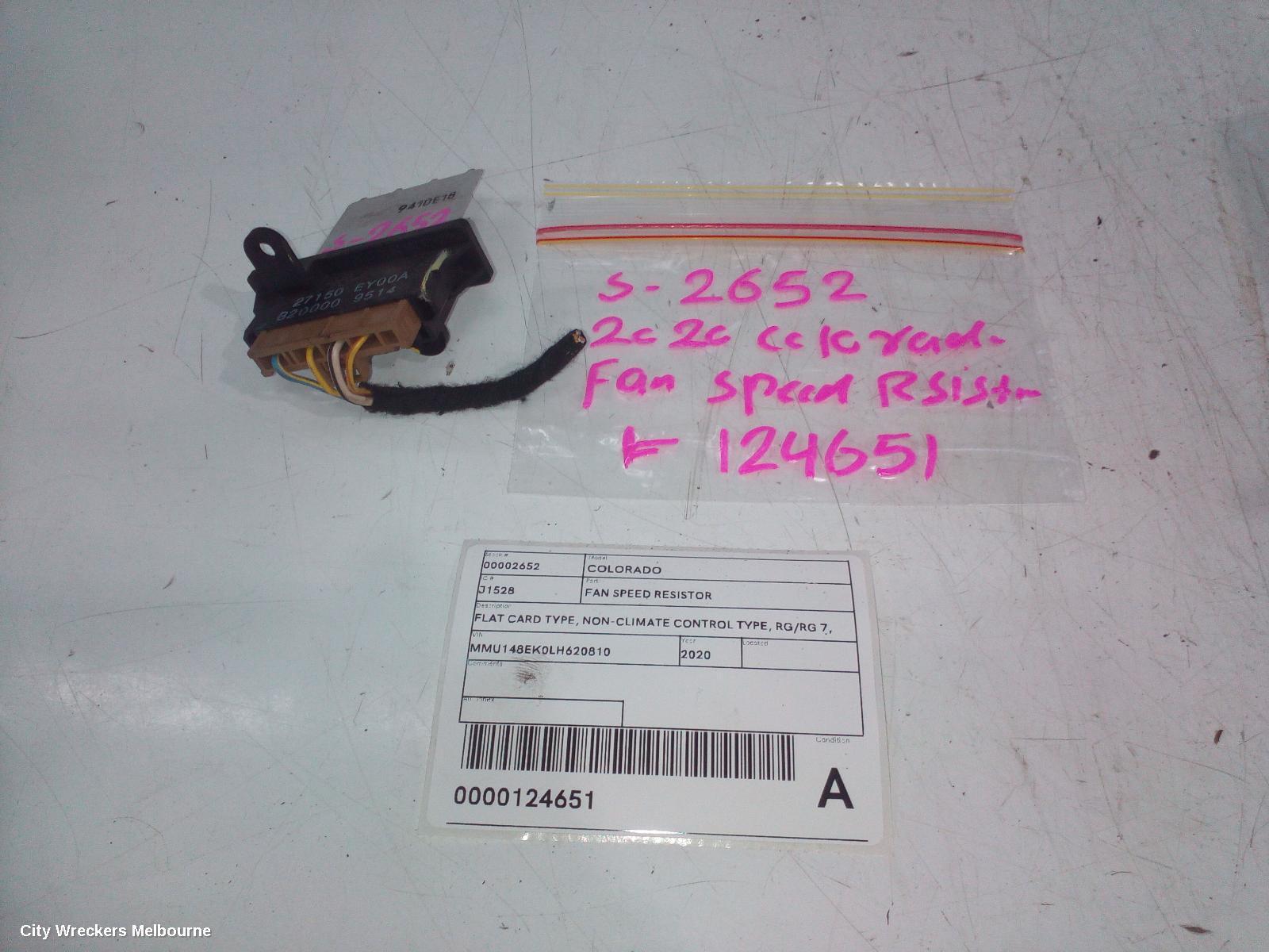 HOLDEN COLORADO 2020 Fan Speed Resistor