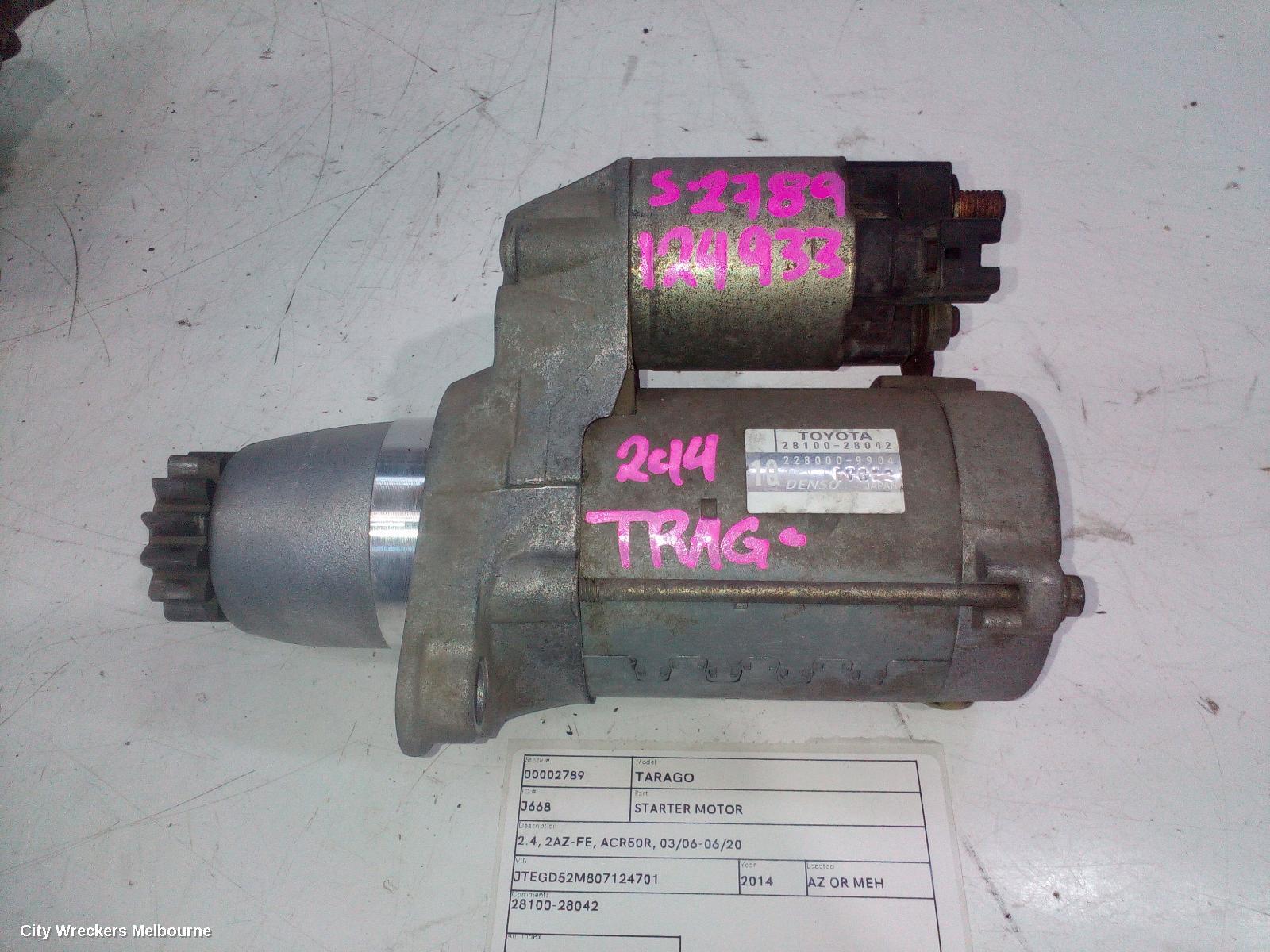 TOYOTA TARAGO 2014 Starter