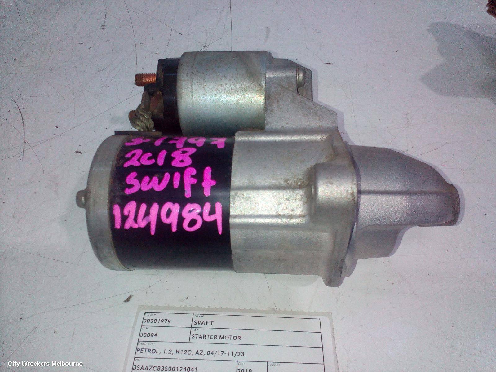 SUZUKI SWIFT 2018 Starter