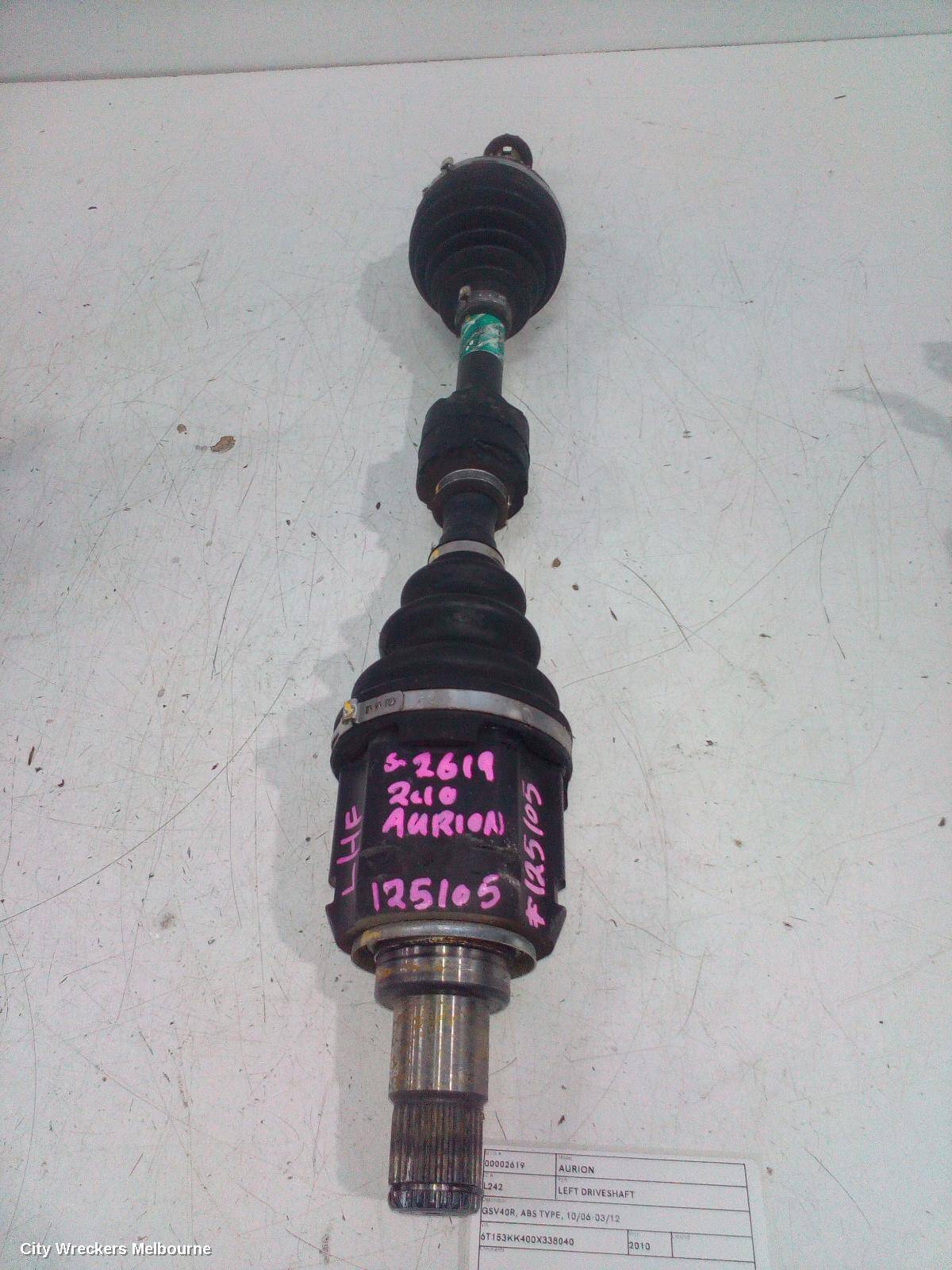 TOYOTA AURION 2010 Left Driveshaft