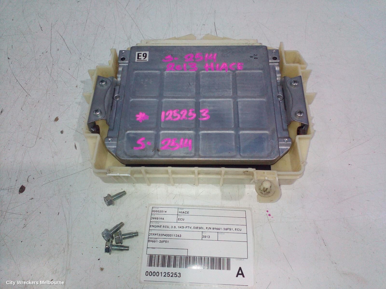 TOYOTA HIACE 2013 Ecu