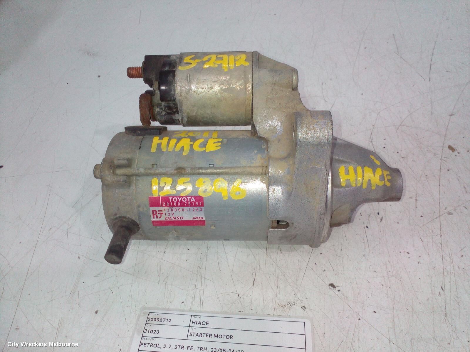 TOYOTA HIACE 2011 Starter