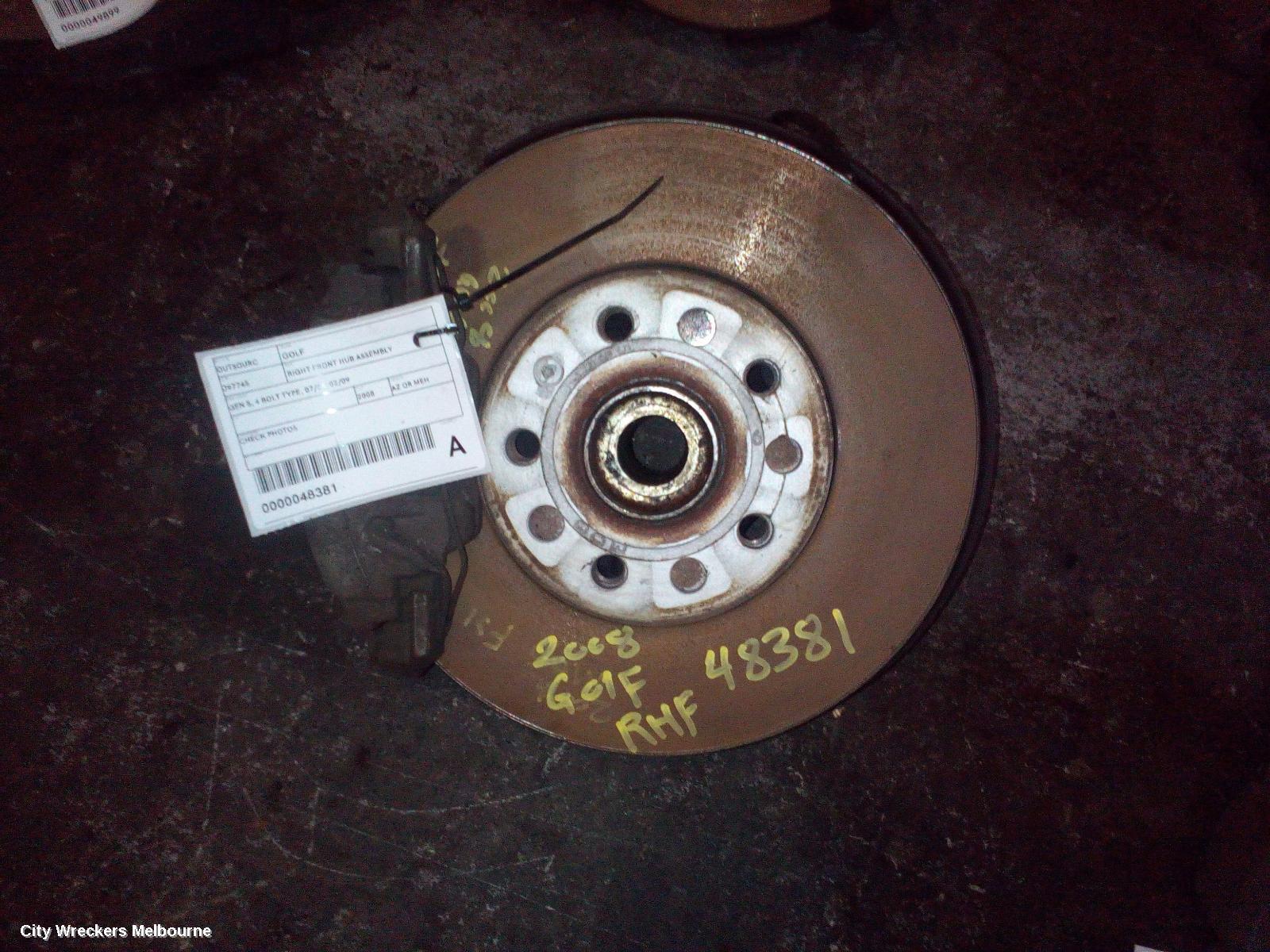 VOLKSWAGEN GOLF 2008 Right Front Hub Assembly