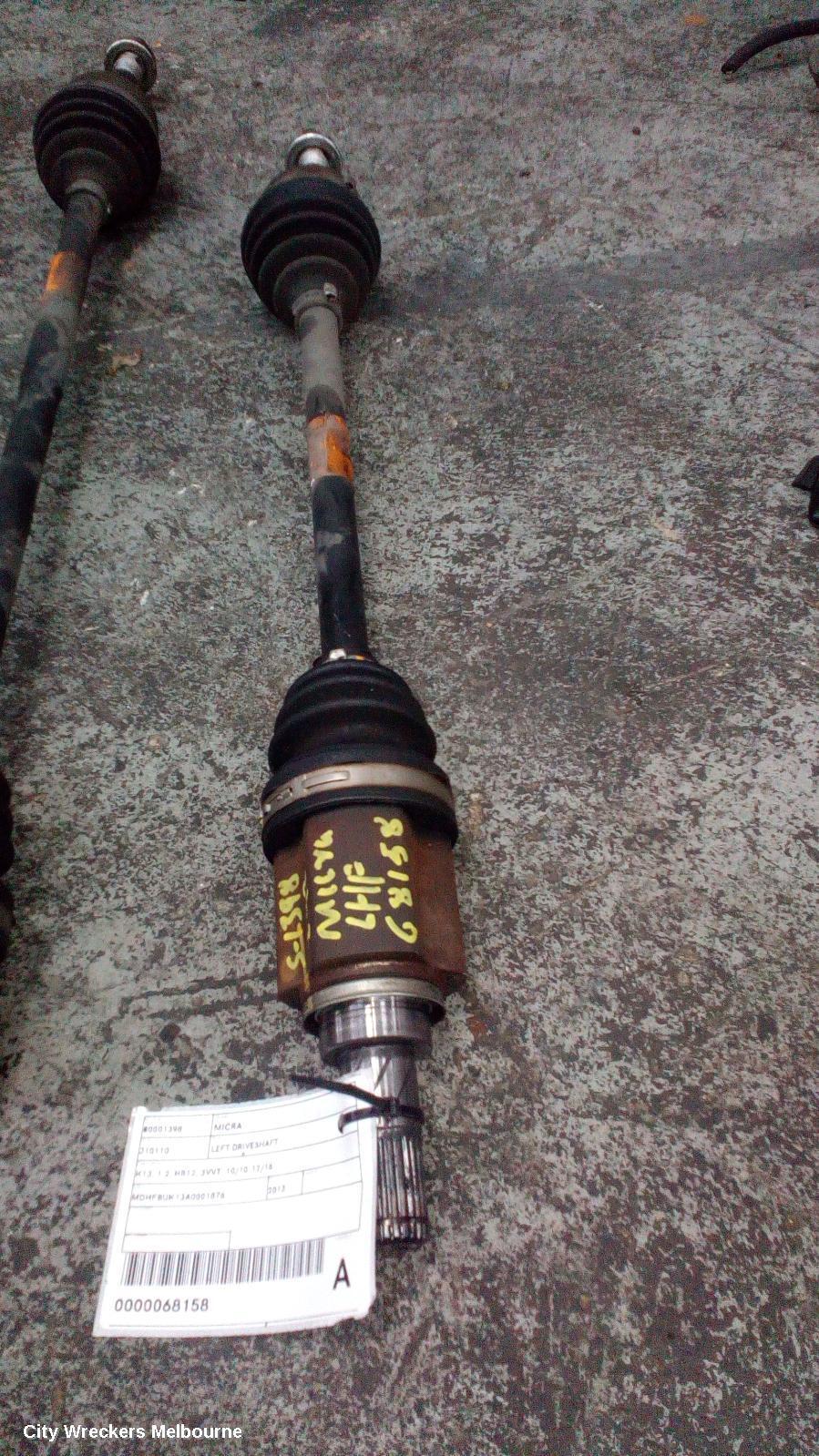 NISSAN MICRA 2013 Left Driveshaft