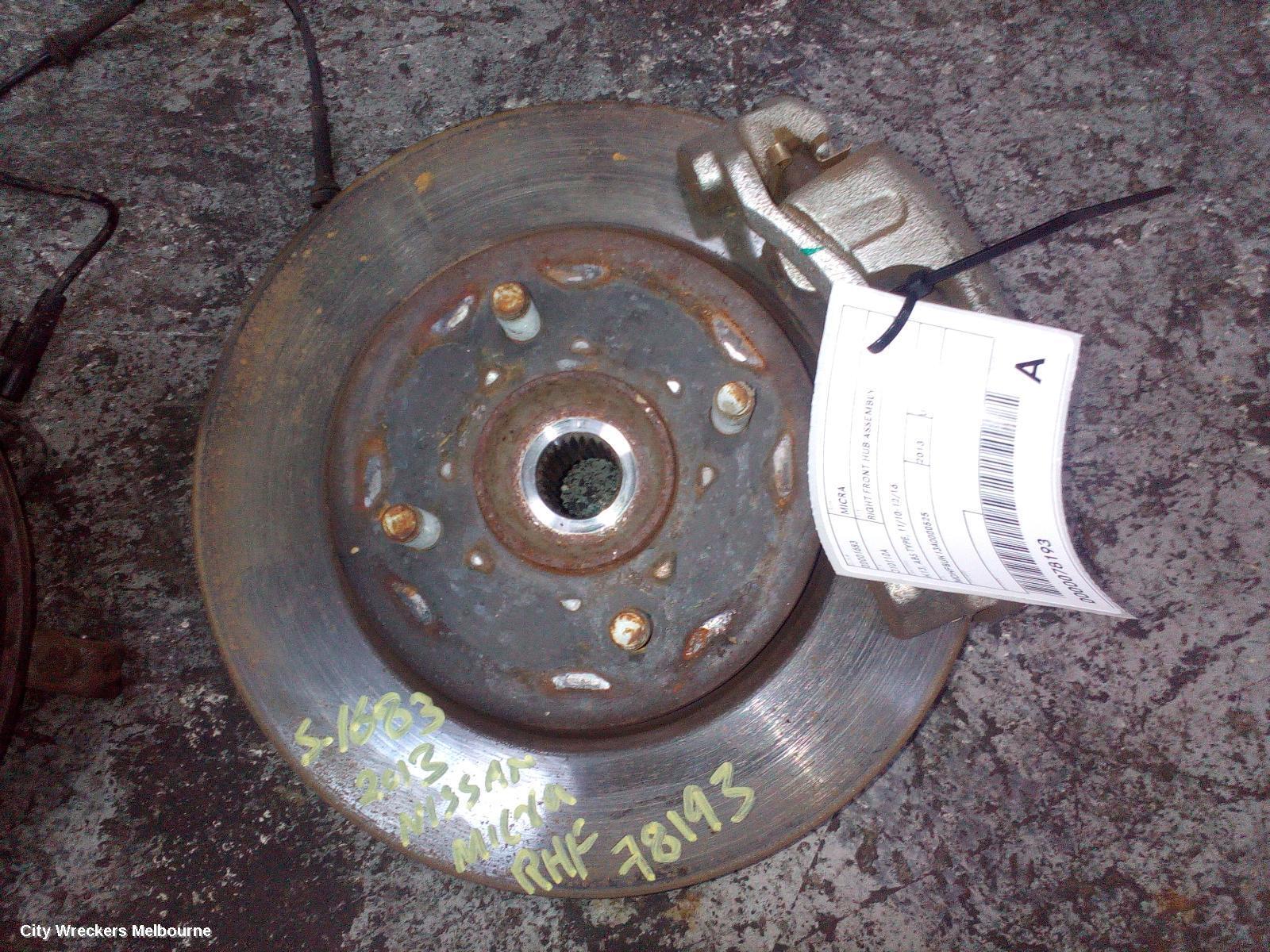 NISSAN MICRA 2013 Right Front Hub Assembly