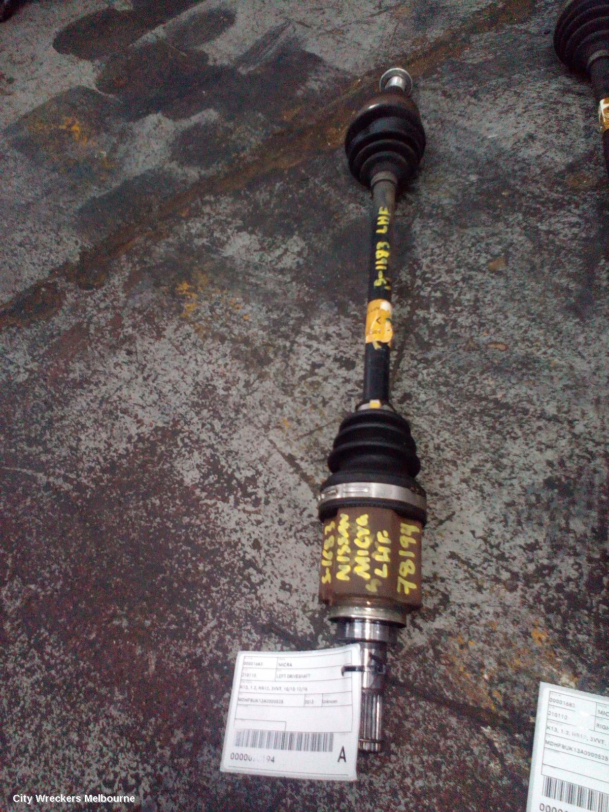 NISSAN MICRA 2013 Left Driveshaft