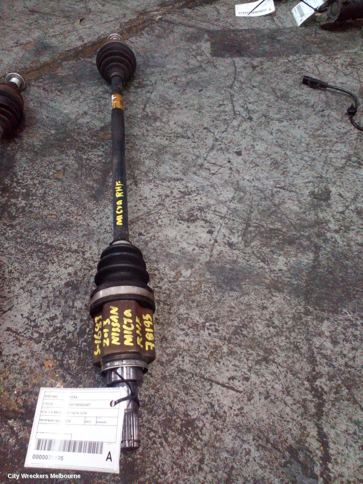 NISSAN MICRA 2013 Right Driveshaft